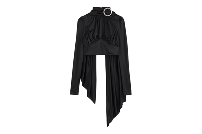 Pre-owned Rabanne H&m Jersey Scarf-detail Top Black