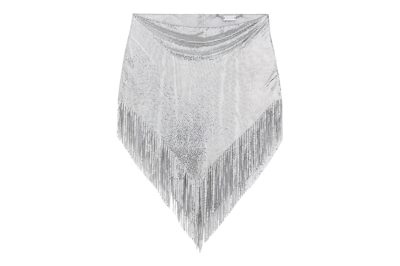 Pre-owned Rabanne H&m Metal-mesh Skirt With Fringe Silver