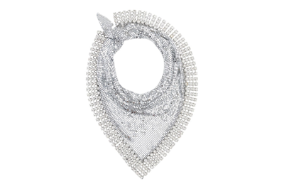 Pre-owned Rabanne H&m Metal-mesh Triangle Scarf With Fringe Silver