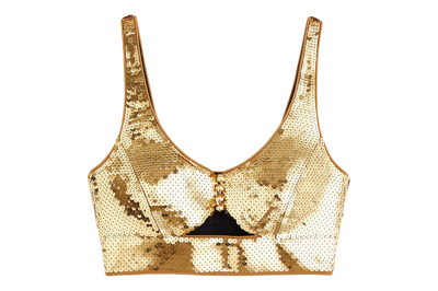 Pre-owned Rabanne H&m Sequined Crop Top Gold