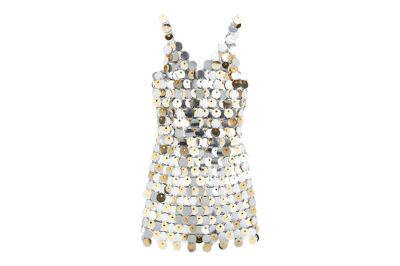 Pre-owned Rabanne H&m Sequin-disc Mini Dress Silver/gold
