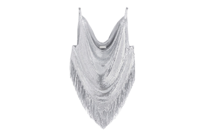 Pre-owned Rabanne H&m Metal-mesh Top With Fringe Silver