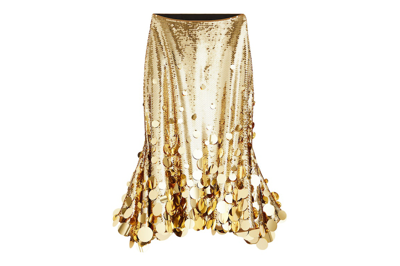 Pre-owned Rabanne H&m Sequined Flared Skirt Gold