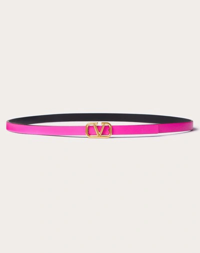 Valentino Garavani Vlogo Signature Reversible Shiny Calfskin Belt - 10mm / 1.2 In. Woman Pink Pp 090