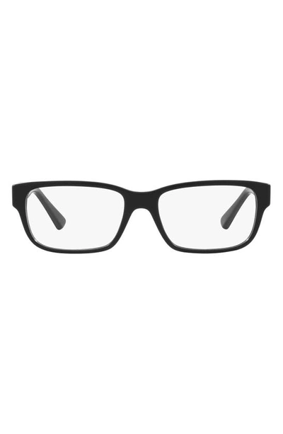 Prada 56mm Rectangular Optical Glasses In Matte Black