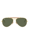 Ray Ban Outdoorsman Ii Sunglasses Gold Frame Green Lenses 62-14 In Gold Green