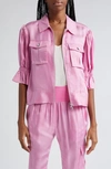 Cinq À Sept Holly Short-sleeve Sateen Jacket In Primrose