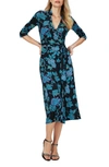 Dvf Abigail Floral Silk Midi Wrap Dress In China Vine Black Med