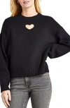 Splendid Elisa Heart Cutout Sweater In Black