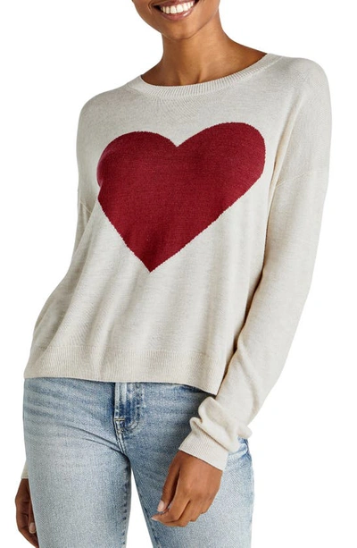 Splendid Avery Heart Intarsia Sweater In Oat Heathe