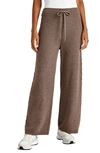 Splendid Dakota Cable Detail Wide Leg Sweater Pants In Toffee Heather