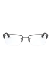 Ray Ban 53mm Semi Rimless Rectangular Optical Glasses In Matte Black
