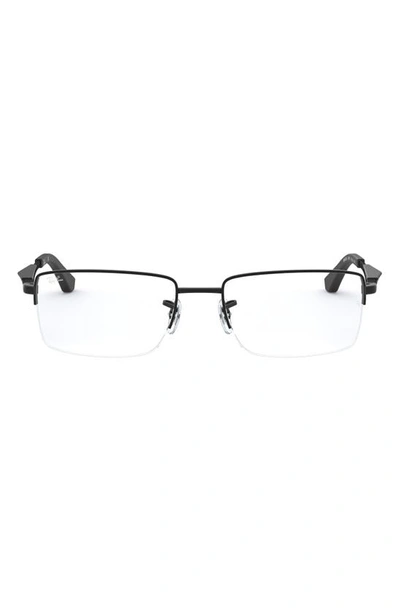 Ray Ban 53mm Semi Rimless Rectangular Optical Glasses In Matte Black