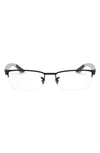 Ray Ban 54mm Rectangular Semirimless Optical Glasses In Matte Black
