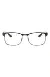 Ray Ban Unisex 55mm Rectangular Optical Glasses In Black Gunmetal