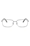 Ray Ban 57mm Rectangular Optical Glasses In Silver