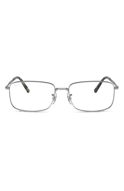 Ray Ban 57mm Rectangular Optical Glasses In Silver