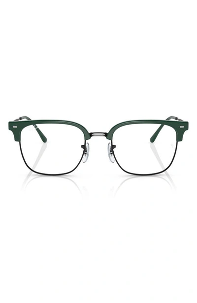 Ray Ban New Clubmaster 51mm Square Optical Glasses In Black Green