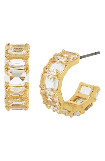 Kurt Geiger Cubic Zirconia Huggie Hoop Earrings In Crystal/ Gold
