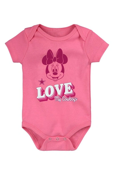 Nfl Babies' X Disney Minnie Mouse Love My Dallas Cowboys Cotton Bodysuit In Dark Pink