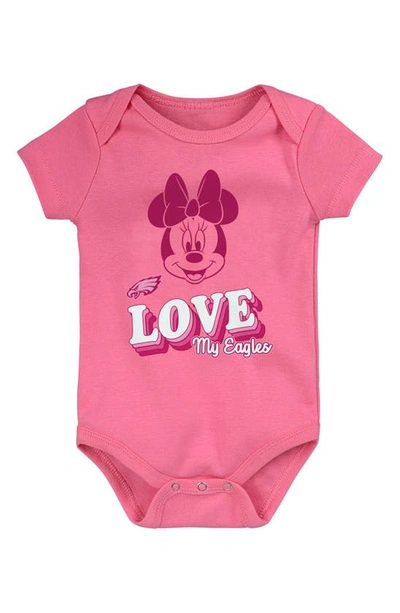 Nfl Babies' X Disney Minnie Mouse Love My Philadelphia Eagles Cotton Bodysuit In Dark Pink