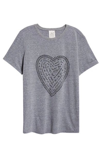 Cinq À Sept Rhinestone Love Letter Heart T-shirt In Heather Grey/black