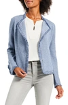 Nic + Zoe Fringe Mix Knit Jacket In Sugar Cookie In Blue Mix