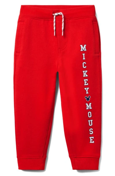Janie And Jack X Disney Kids' Mickey French Terry Graphic Joggers In Red