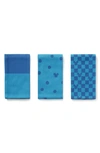 Hedley & Bennett X Disney Assorted Set Of 3 Mickey Cotton Dish Towels In Sky Blue/ Ultramarine