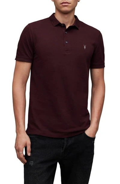 Allsaints Reform Short Sleeve Polo Shirt In Red
