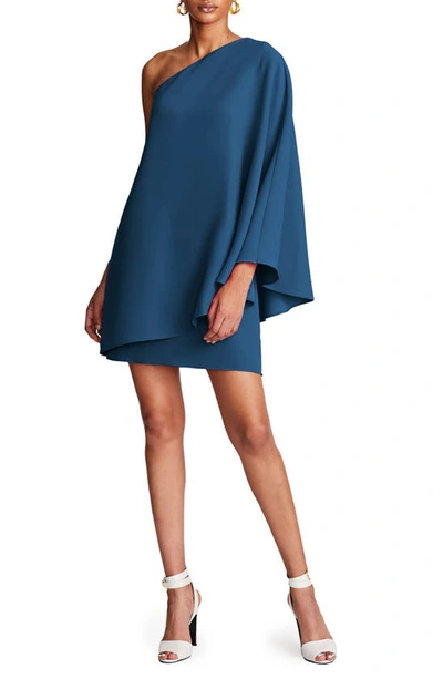 Halston Melina One-shoulder Crepe Shift Dress In Jasper