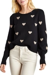 Splendid Annabelle Heart Sweater In Black