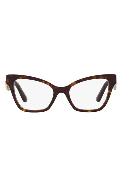 Dolce & Gabbana Tortoiseshell Cat-eye Frame Glasses In Havana