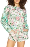 Beach Riot Elyse Print Crop Pullover In Pink Peony