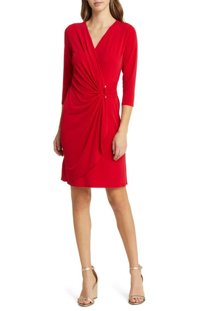Tommy Bahama Clara Rhinestone Accent Faux Wrap Dress In Tango Red
