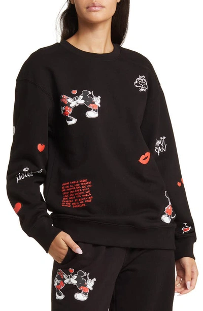 Samii Ryan X Disney Mickey & Minnie Mouse Cotton French Terry Sweatshirt In Black