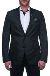 Maceoo Socrate Black Skull Print Two Button Notch Lapel Blazer In Black