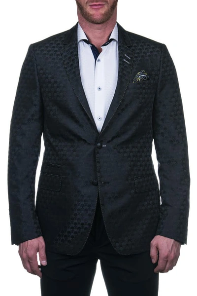 Maceoo Socrate Black Skull Print Two Button Notch Lapel Blazer