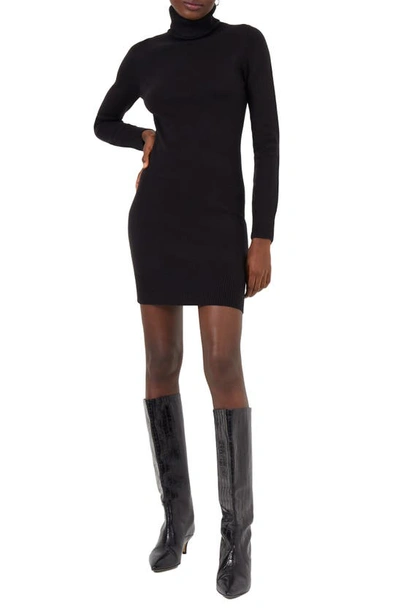 French Connection Baby Soft Long Sleeve Turtleneck Jumper Minidress In Black