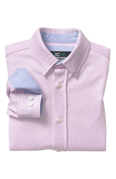 Johnston & Murphy Kids' Xc Flex® Microcheck Button-up Shirt In Pink