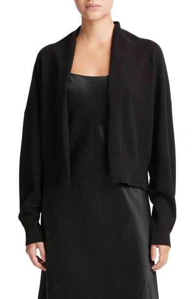 Vince Shawl Collar Open Front Cardigan In Black