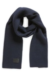 Vince Wool & Cashmere Shaker Stitch Rib Scarf In Navy