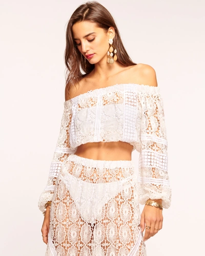 Ramy Brook Aiyana Coverup Top In White Printed Lace
