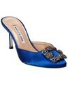 Manolo Blahnik Hangisimu 70 Embellished Satin Mules In Blue