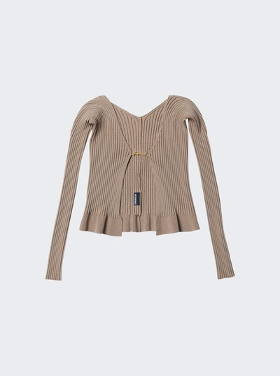 Jacquemus La Maille Pralu Longue Cardigan In Brown