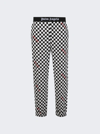 Palm Angels Damier Check Print Easy Pants In Black