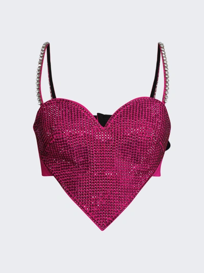 Area Crystal Trim Heart Top In Pink