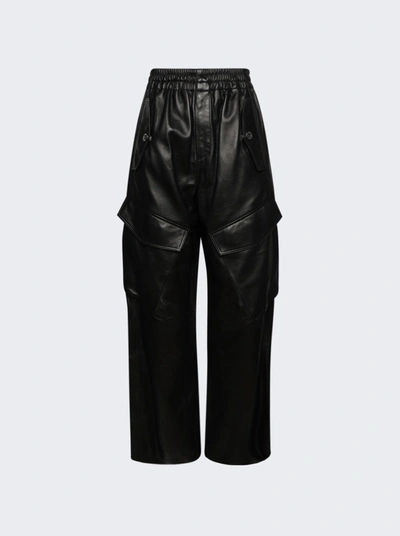 Dion Lee Wide Leg Leather Trousers In Black