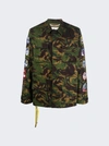 Off-white Green Camou Patch Field Jacket In Green
