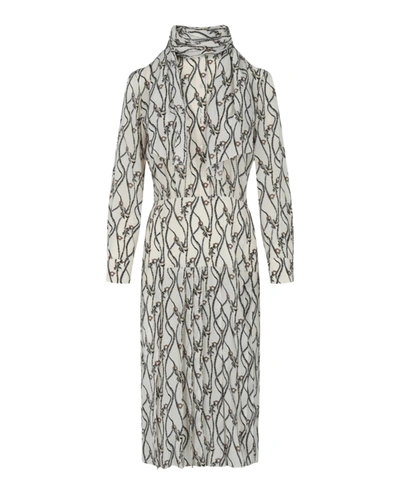 Ferragamo Gancini Tassel Print Dress In Multi